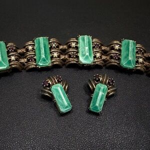 Elegant Vintage possibly Selro Selini? Bracket and earring Set